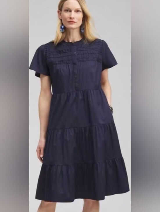 Chico's Dresses & Skirts - CHICO'S Navy Pintuck Tiered Dress In  16